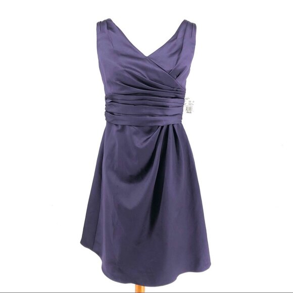 David’s Bridal Purple Lapis Sleeveless V-Neck Special Occasion Cocktail Dress s - Picture 1 of 7